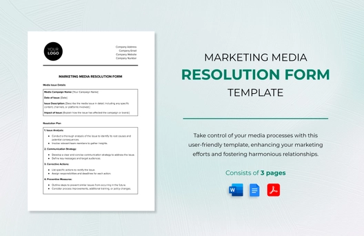 Marketing Media Resolution Form Template