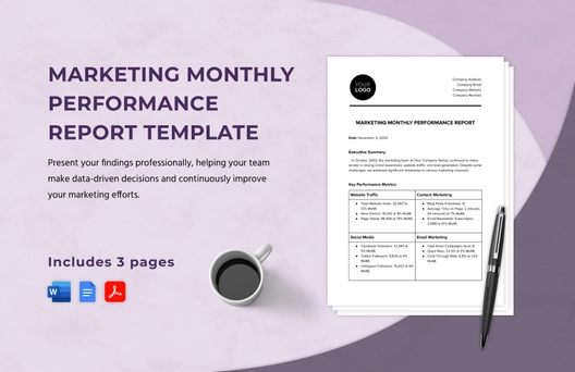 Marketing Monthly Performance Report Template