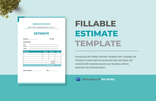 Fillable Estimate Template