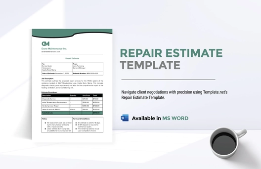 Repair Estimate Template