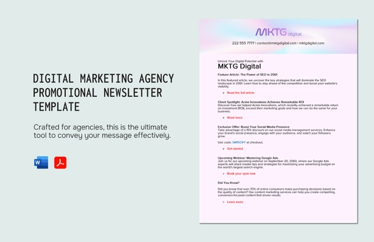 Digital Marketing Agency Promotional Newsletter Template