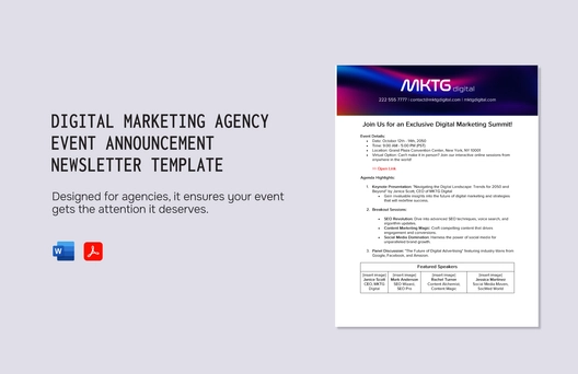Digital Marketing Agency Event Announcement Newsletter Template