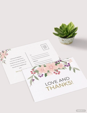 Wedding Thank You Postcard Template