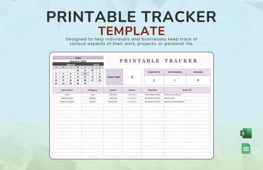 Printable Tracker Template