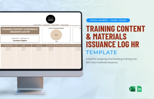 Training Content & Materials Issuance Log HR Template