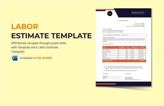 Labor Estimate Template