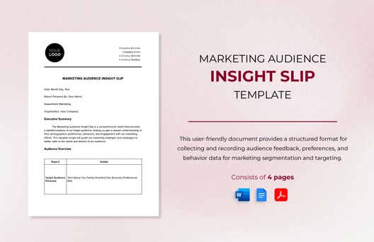 Marketing Audience Insight Slip Template