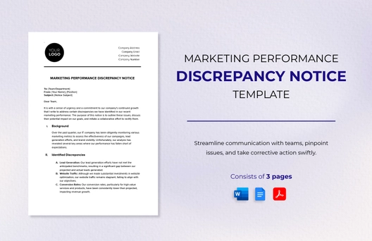 Marketing Performance Discrepancy Notice Template