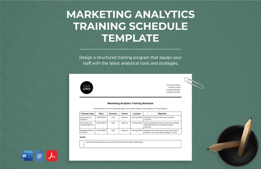 Marketing Analytics Training Schedule Template
