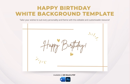 Happy Birthday White Background Template