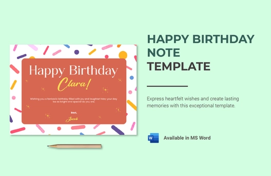 Happy Birthday Note Template Happy Birthday Note Template