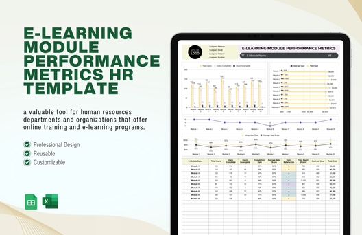 E-learning Module Performance Metrics HR Template