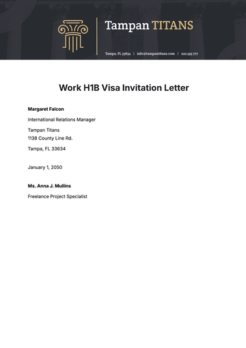 Free Work H1B Visa Invitation Letter Template to Edit Online