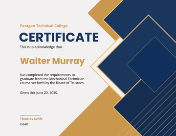 Free Mechanical Diploma Certificate Template to Edit Online