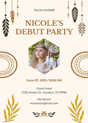 Boho Debut Invitation Template - Edit Online & Download