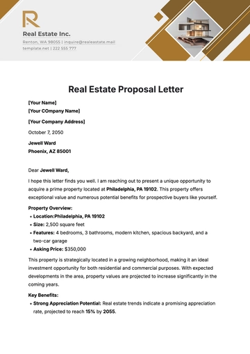 Free Real Estate Proposal Letter Template to Edit Online