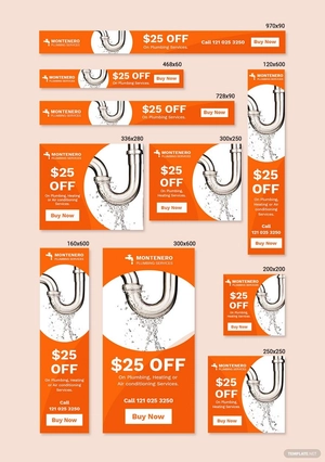 Plumbing Service Web Banner Ads Template