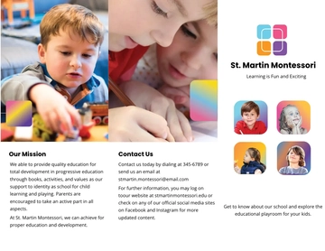 Free Kindergarten Brochure Template to Edit Online