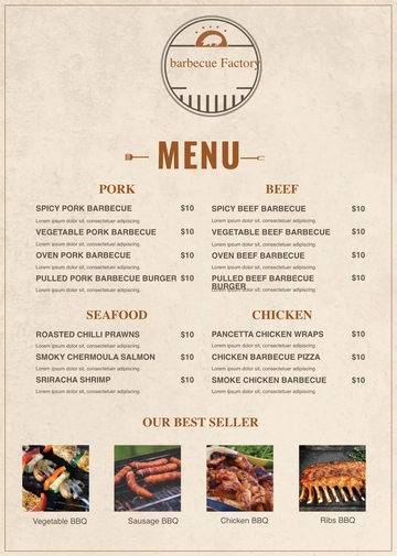Free Minimal Barbecue Menu Template to Edit Online