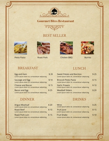 Free Sample Vintage Menu Template to Edit Online