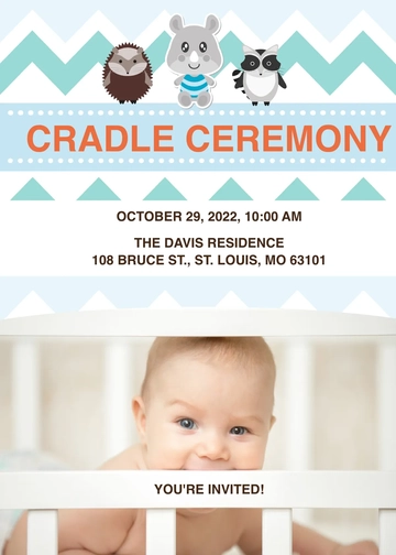 Free Simple Cradle Ceremony Invitation Template to Edit Online
