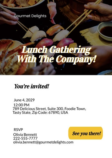 Free Email Lunch Invitation Template to Edit Online