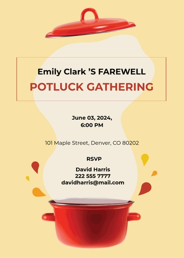 Free Farewell Potluck Invitation Template to Edit Online
