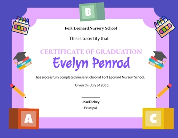 Free Editable Nursery Graduation Certificate Template to Edit Online