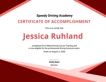 Free Driving Experience Certificate Template to Edit Online
