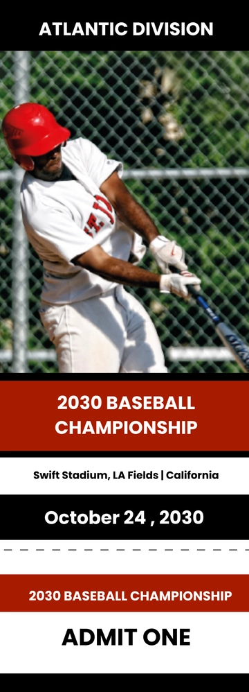 Free Baseball Admission Ticket Template to Edit Online