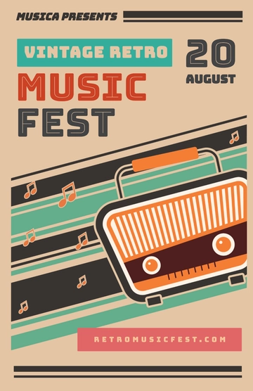 Free Vintage Retro Music Poster Template to Edit Online