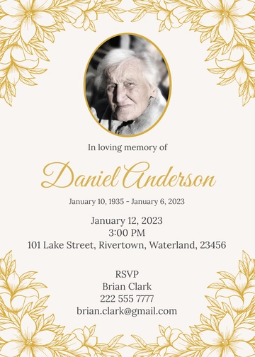 Free Funeral Ceremony Invitation Template to Edit Online