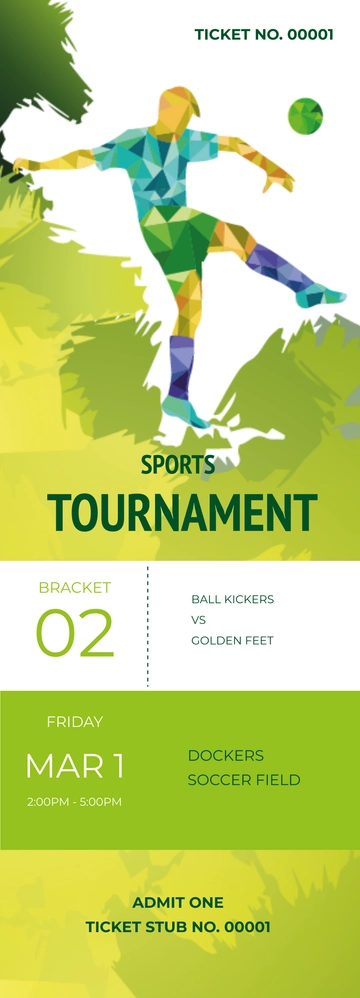 Free Sports Tournament Ticket Template to Edit Online