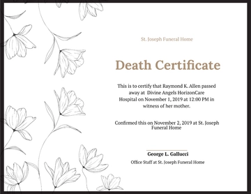 Free Death Certificate Template to Edit Online