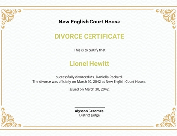 Free Divorce Certificate Template to Edit Online