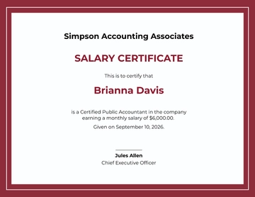Free Salary Certificate for Accountant Template to Edit Online
