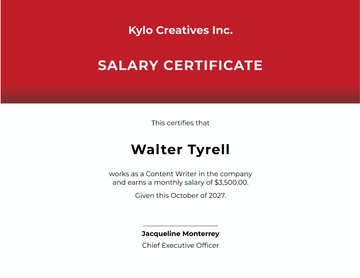 Free Salary Pay Certificate Template to Edit Online