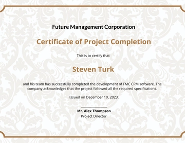 Free Project Completion Certificate Template to Edit Online