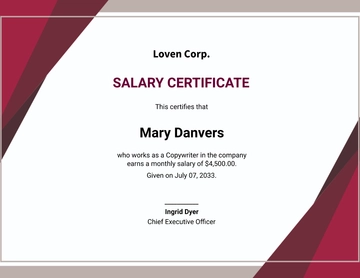 Free Salary Certificate Format Template to Edit Online