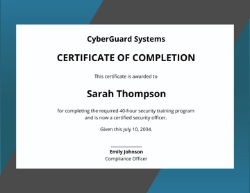 Free Security Training Certificate Template to Edit Online