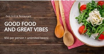 Free Food Restaurant Facebook Ad Banners Template to Edit Online