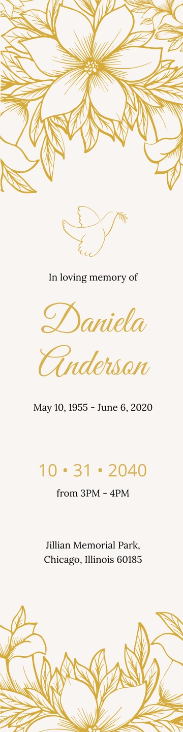 Free Blank Funeral Bookmark Template to Edit Online