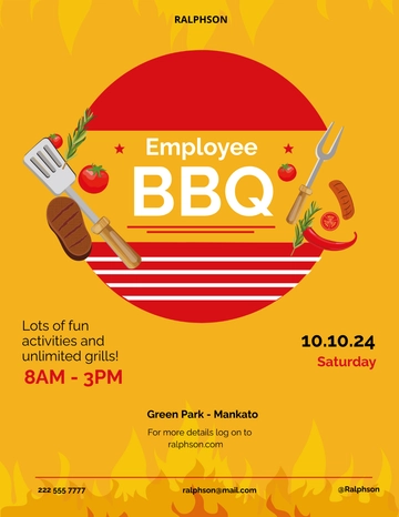 Free Employee BBQ Party Flyer Template to Edit Online