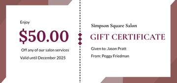 Free Salon Gift Certificate Template to Edit Online
