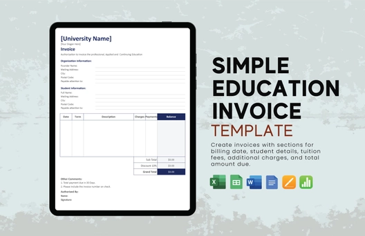 Simple Education Invoice Template