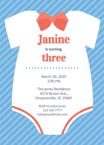 Free Sample Onesie Invitation Template to Edit Online