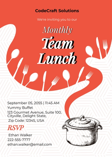 Free Printable Team Lunch Invitation Template to Edit Online