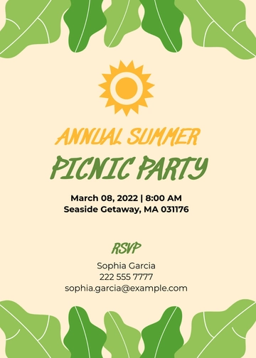 Free Summer Picnic Party Invitation Template to Edit Online