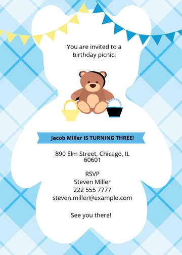 Free Teddy Bear Picnic Birthday Invitation Template to Edit Online