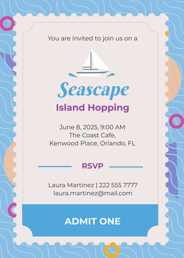 Free Seascape Ticket Invitation Template to Edit Online